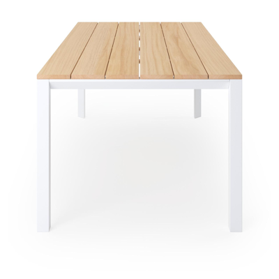 Malito tuintafel in wit aluminium en teak - L 200 x B 100 x H 76,7 cm