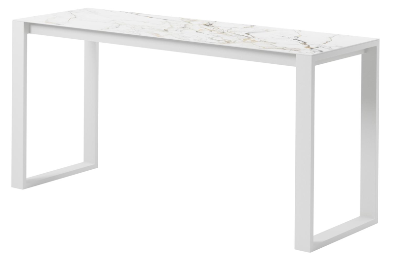 Verato bartafel in wit aluminium en volkeramiek calacatta luxe - L 220 x B 70 x H 106 cm