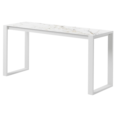 Verato bartafel in wit aluminium en volkeramiek calacatta luxe - L 220 x B 70 x H 106 cm