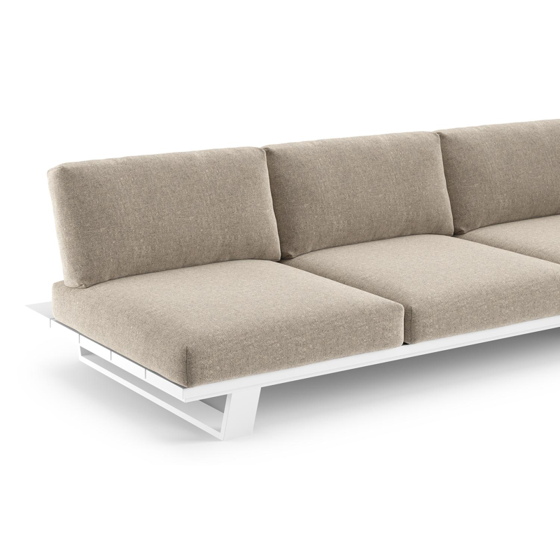 Pagino loungeset in wit aluminium met chartres pewter all weather sunbrella® luxe kussen