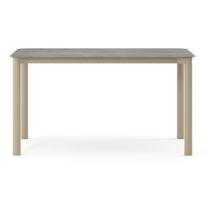 Orso tuintafel rechthoekig afgerond in beige aluminium en volkeramiek Aspen Grey - L 140 x B 80 x H 74.5 cm