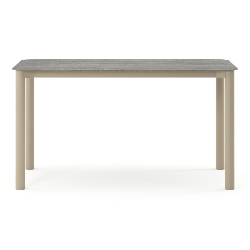 Orso tuintafel rechthoekig afgerond in beige aluminium en volkeramiek Aspen Grey - L 140 x B 80 x H 74.5 cm