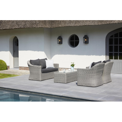 Borello loungeset grijs-grijs - wicker en weather+ softtouch - 4 personen
