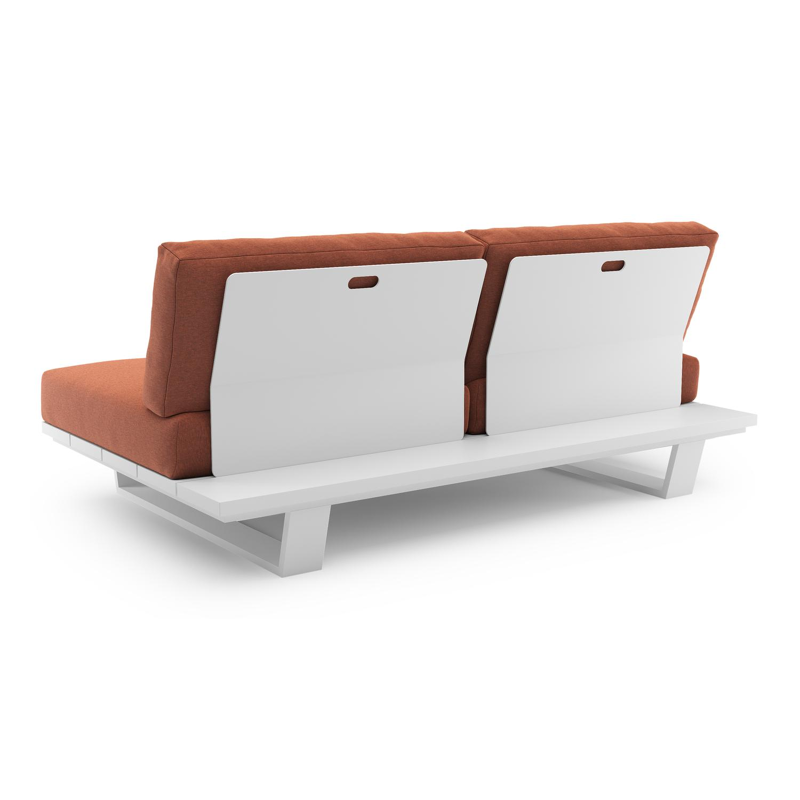 Pagino loungebank in wit aluminium met heritage rust all weather sunbrella® luxe kussen