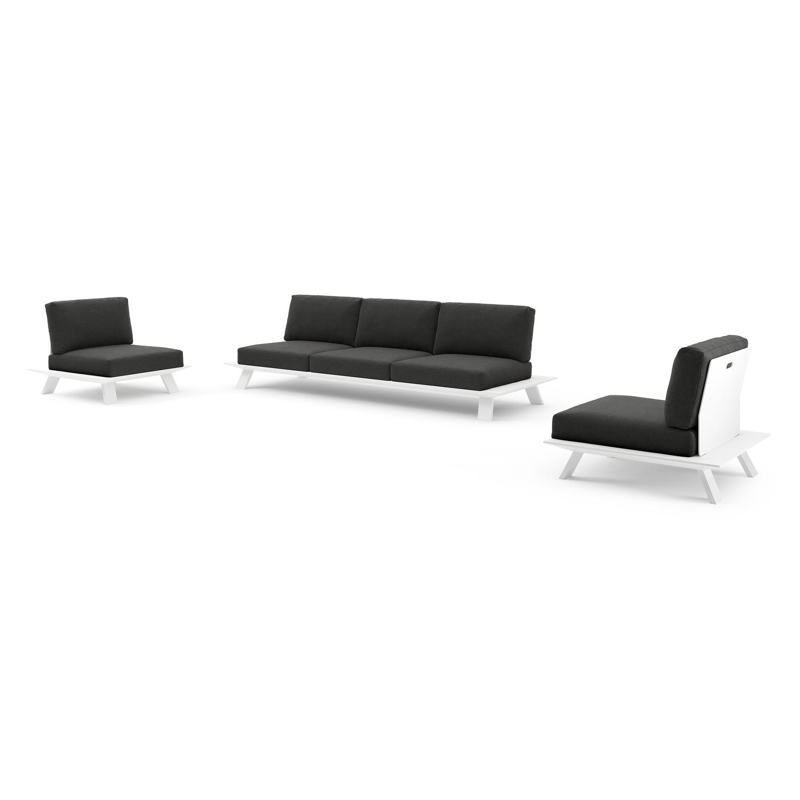 Cesano loungeset in wit aluminium met chartres sooty all weather Sunbrella® luxe kussen