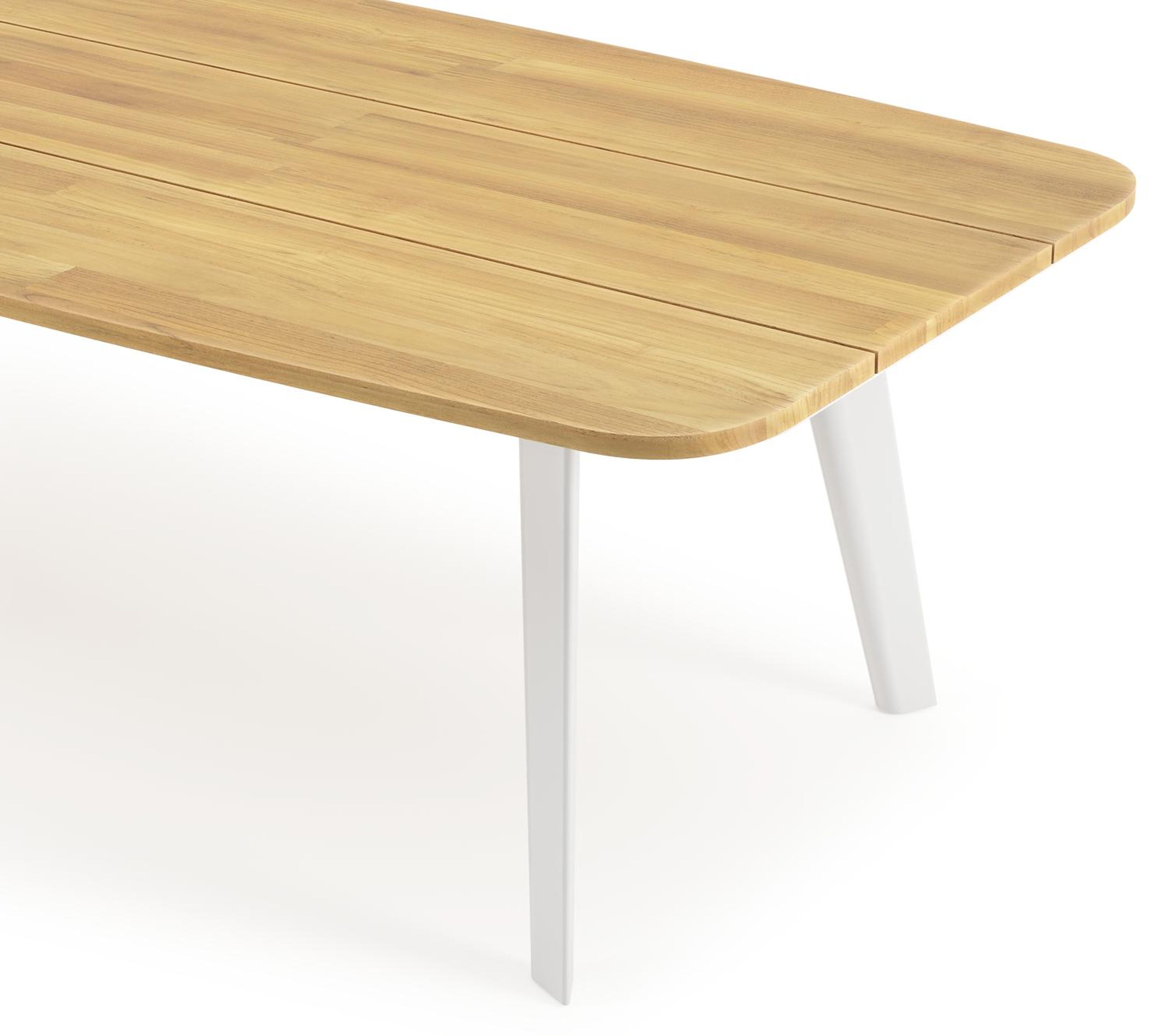 Lacrima tuintafel bootvorm in wit aluminium en teak - L 315 x B 115 x H 73 cm