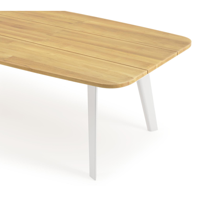 Lacrima tuintafel bootvorm in wit aluminium en teak - L 315 x B 115 x H 73 cm