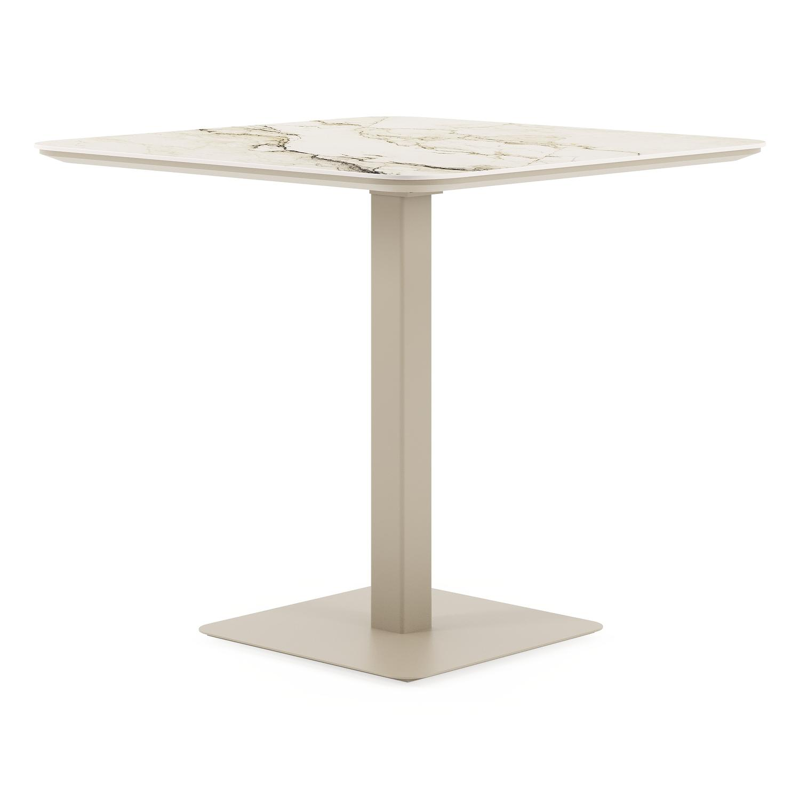 Fano kantelbare tuintafel afgerond vierkant in beige aluminium en volkeramiek Colorado Dunes L 80 x B 80 x H 72.50 cm