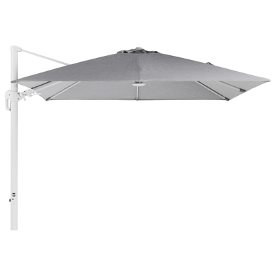 Rufina zweefparasol met tiltfunctie in wit aluminium met grijs sunbrella® premium parasoldoek - L1 300 x L2 300 cm (zonder voet)