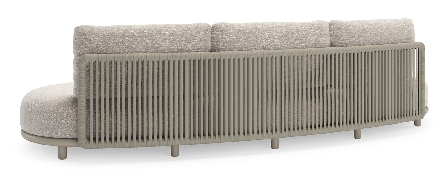 Lomano loungeset in beige aluminium en beige verticaal geweven luxe vlakke rope met Tundra Sand all weather sunbrellaÂ® luxe