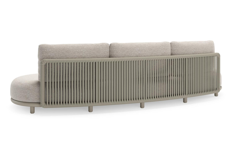 Lomano loungeset in beige aluminium en beige verticaal geweven luxe vlakke rope met Tundra Sand all weather sunbrellaÂ® luxe
