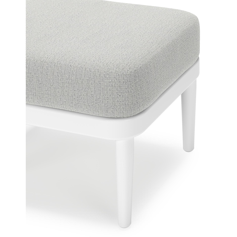 Pouf Orso en aluminium blanc et coussins en all weather sunbrella® luxe Savane Nimbus