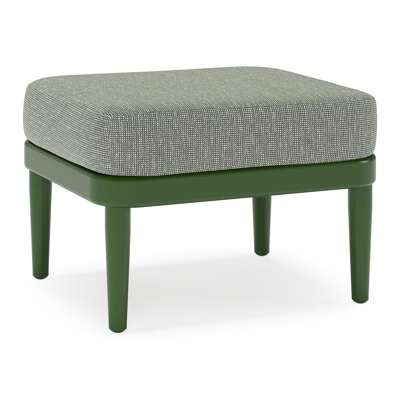 Orso poef in groen aluminium met Slow Fern all weather sunbrella® luxe kussen