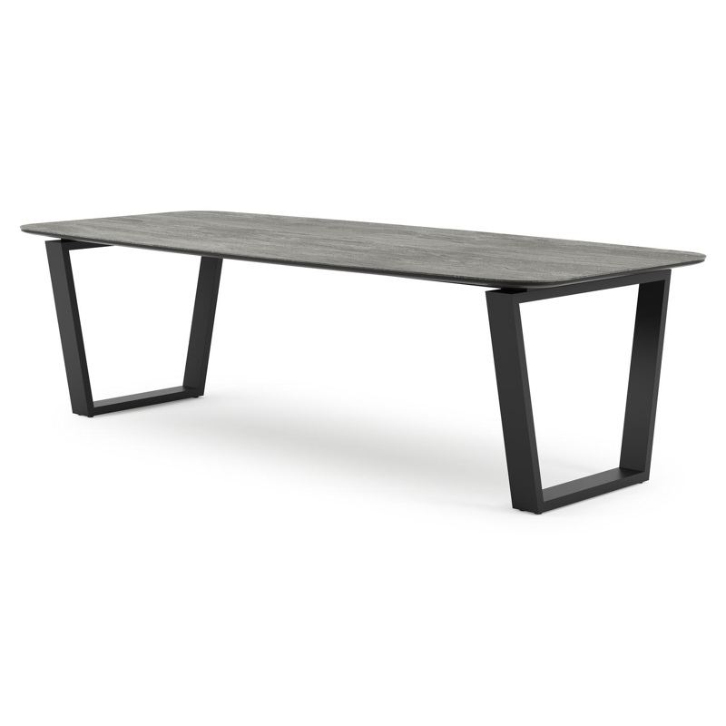 Pagino tuintafel in zwart aluminium en volkeramiek aspen grey - L 255 x B 115 x H 74 cm