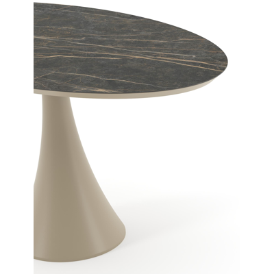 Fano tuintafel ovaal in beige aluminium en volkeramiek Black Obsession - L 140 x B 80 x H 74.5 cm