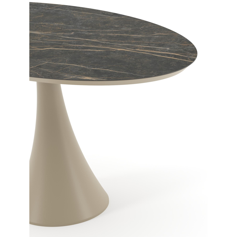 Fano tuintafel ovaal in beige aluminium en volkeramiek Black Obsession - L 140 x B 80 x H 74.5 cm