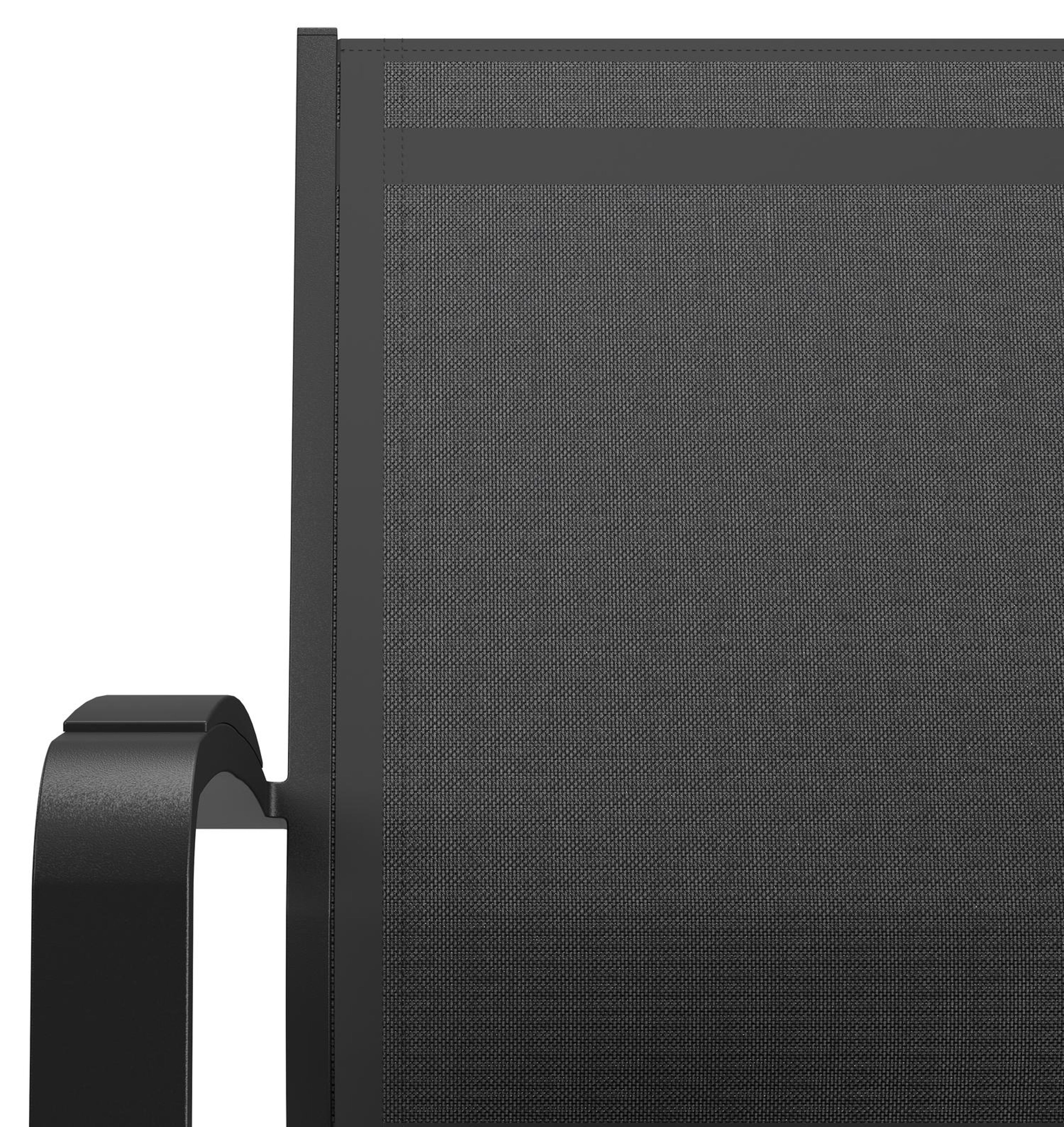 Lioni stapelbare tuinstoel in zwart aluminium en zwart textilene