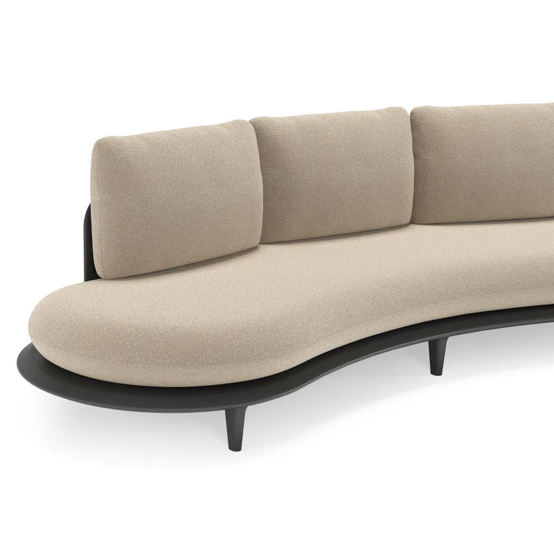 Bomero loungebank in zwart aluminium met marbella sand all weather cosytica kussen