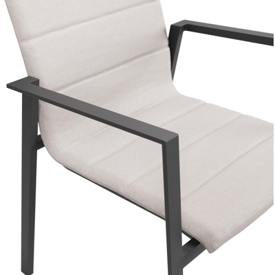 Cirello stapelbare tuinstoel in zwart aluminium en beige luxe textilene