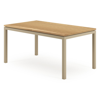 Amalfi verlengbare tuintafel rechthoekig in beige aluminium en teak - L 156-214 x B 90 x H 75 cm