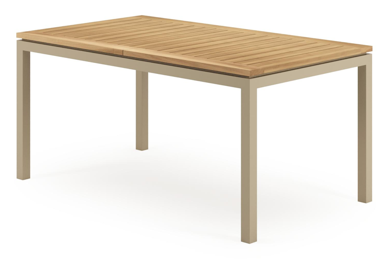 Amalfi verlengbare tuintafel rechthoekig in beige aluminium en teak - L 156-214 x B 90 x H 75 cm