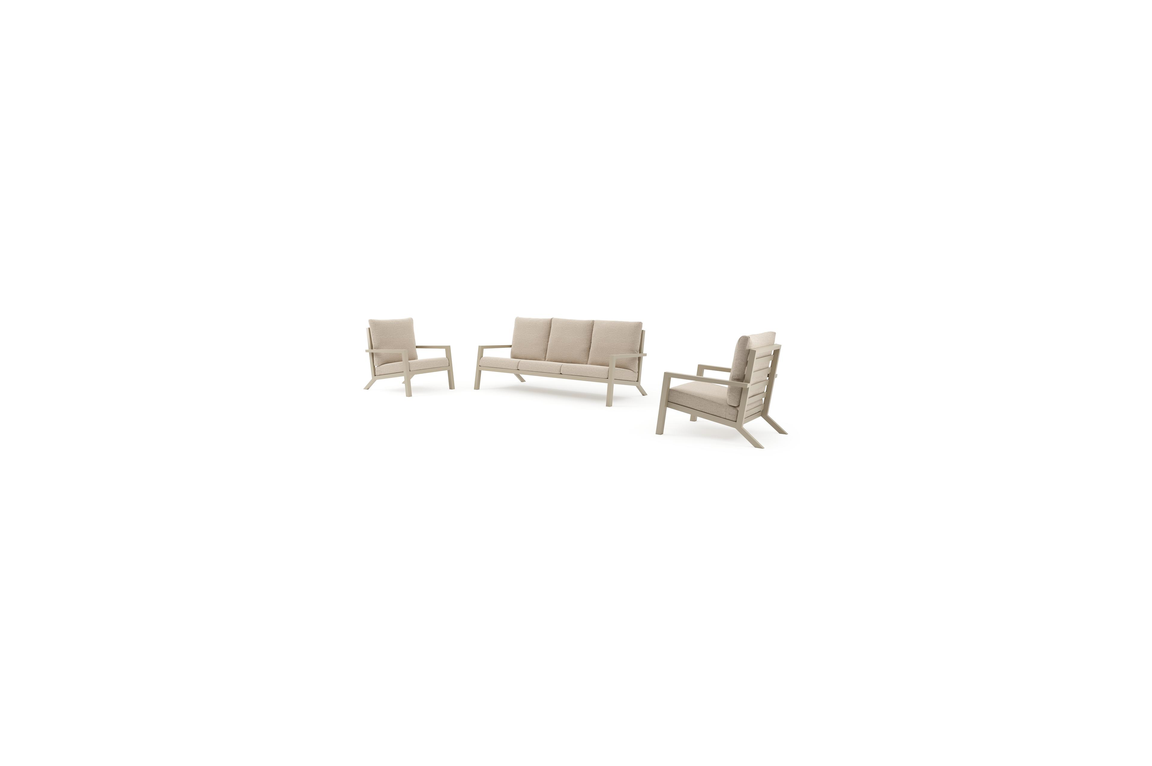 Arnes loungeset in beige aluminium met rustic weather+ softtouch kussen