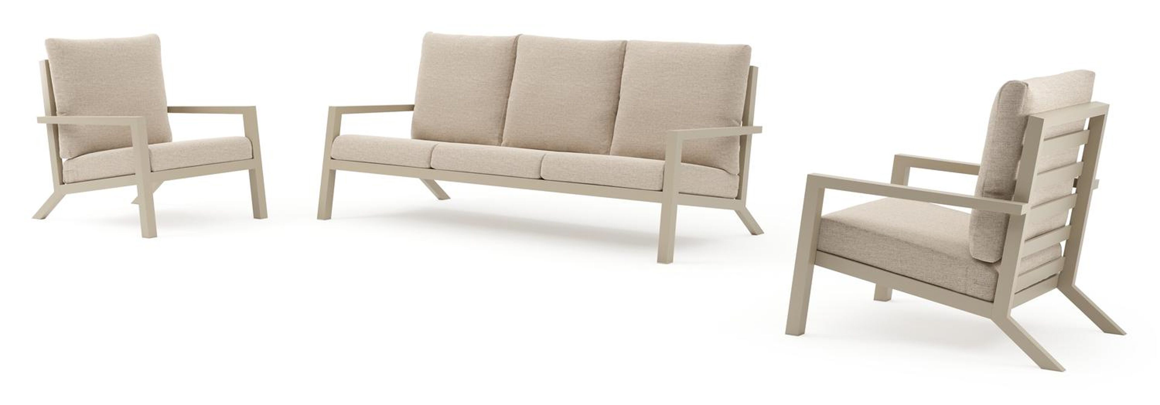 Arnes loungeset in beige aluminium met rustic weather+ softtouch kussen