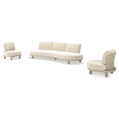 Donato loungeset in beige aluminium met all weather cosytica Althea Off White kussen