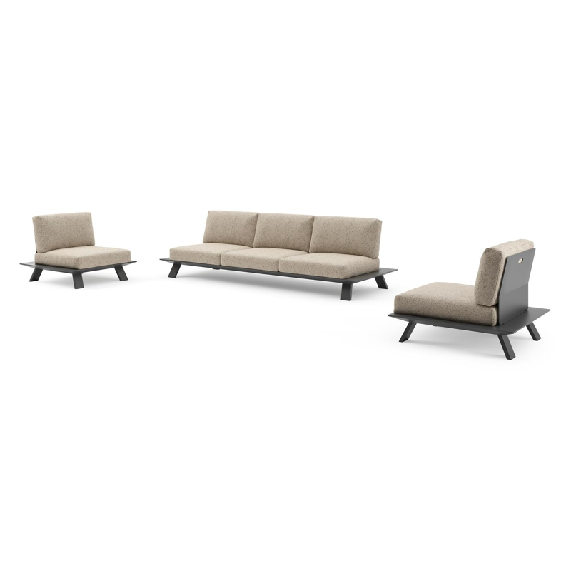 Cesano loungeset in zwart aluminium met bora jungle all weather Cosytica kussen