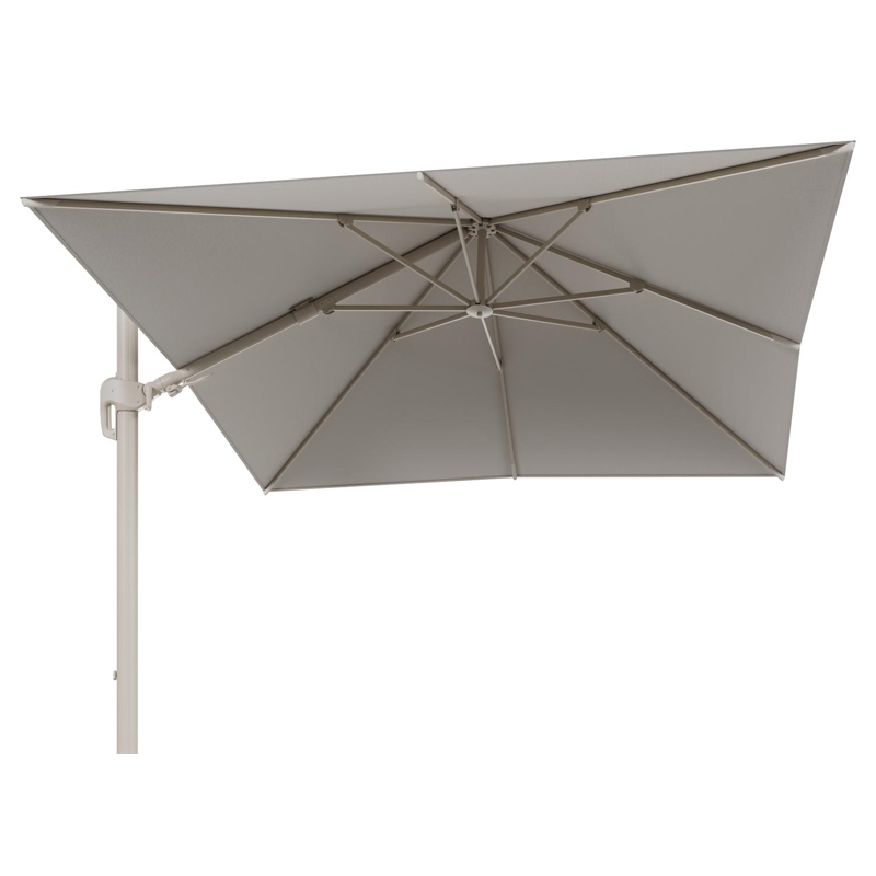 Rufina zweefparasol tiltfunctie in beige aluminium en parasoldoek in All Weather Sunbrella® Luxe Lopi Marble  - L1 300 x L2 300 cm (zonder voet)