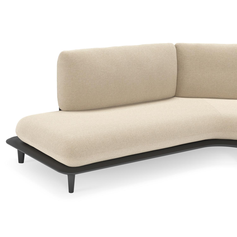 Bomero loungehoek in zwart aluminium met althea chalk all weather cosytica kussen