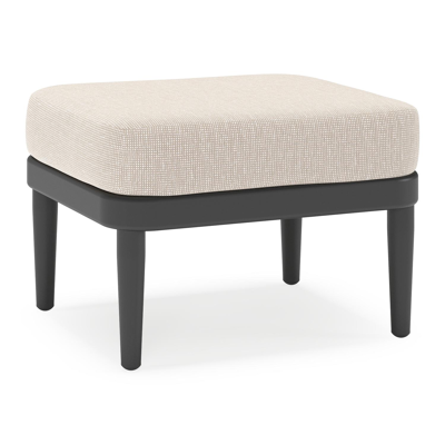 Orso poef in zwart aluminium met Slow Farafra all weather sunbrella® luxe kussen