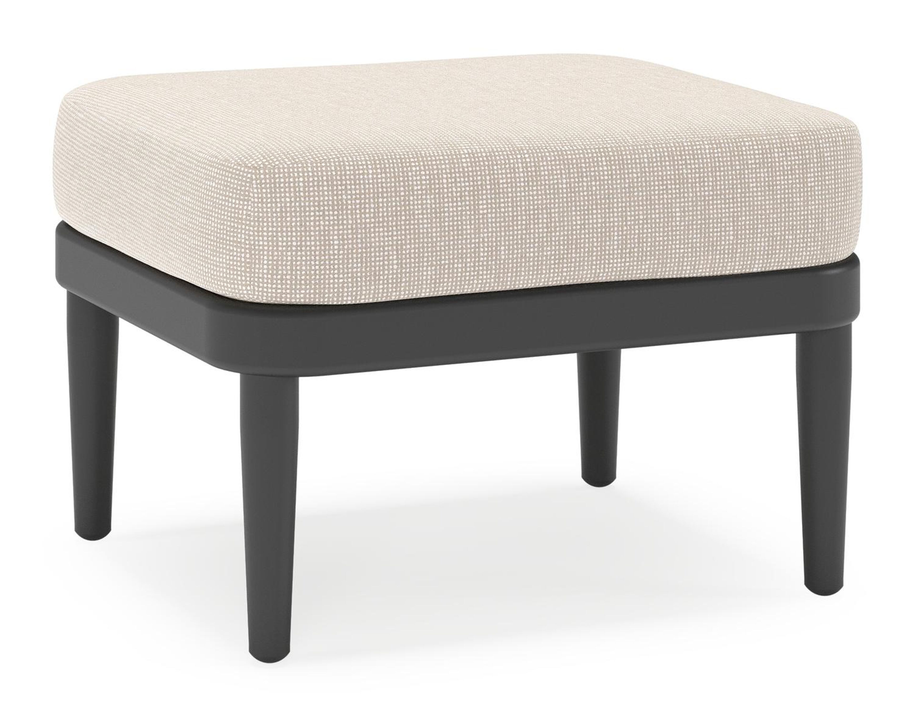 Orso poef in zwart aluminium met Slow Farafra all weather sunbrella® luxe kussen