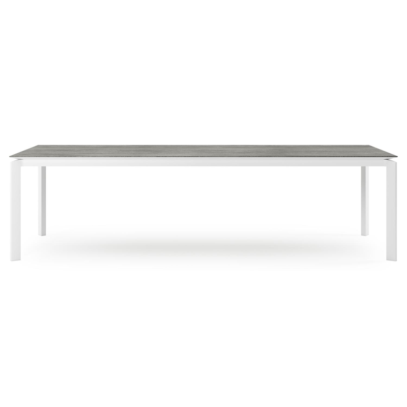 Cirello tuintafel rechthoekig in wit aluminium en volkeramiek Aspen Grey - L 280 x B 110 x H 75 cm