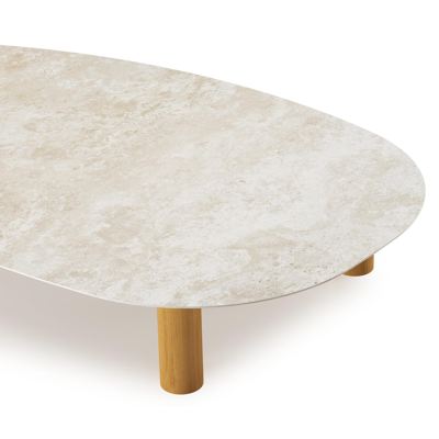 Donato-Organo loungetafel organisch in teak teak en volkeramiek Rapolano - L 150 x B 90 x H 25 cm