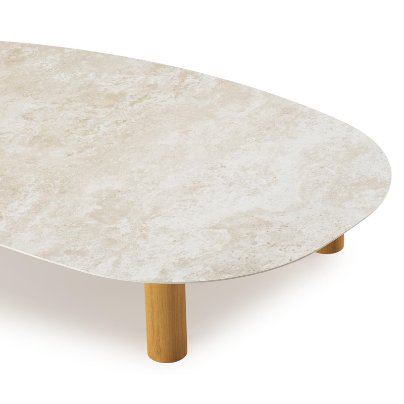 Donato-Organo loungetafel organisch in teak teak en volkeramiek Rapolano - L 150 x B 90 x H 25 cm