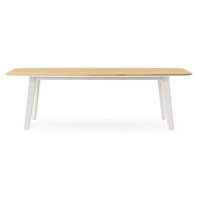 Table de jardin Lacrima en aluminium blanc et teck - Lg 255 x Larg. 115 x H 75 cm