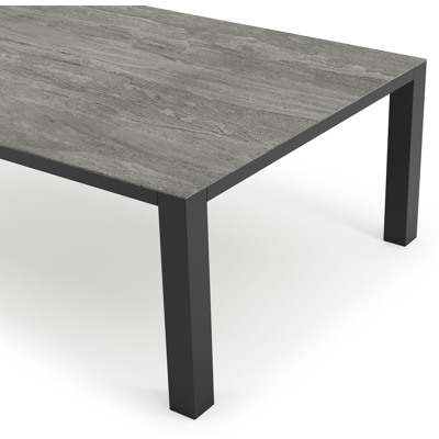 Table de jardin Nano en aluminium noir et céramique pleine aspen grey - Lg 240 x Larg. 148 x H 75 cm