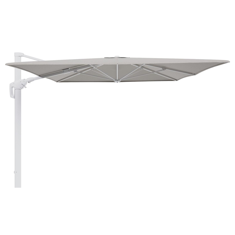 Parasol pendant Minore avec fonction tilt en aluminium blanc et toile de parasol en All Weather Solica Firenze Sand  - Lg.1 400 x Lg.2 300 cm (sans pied de parasol)