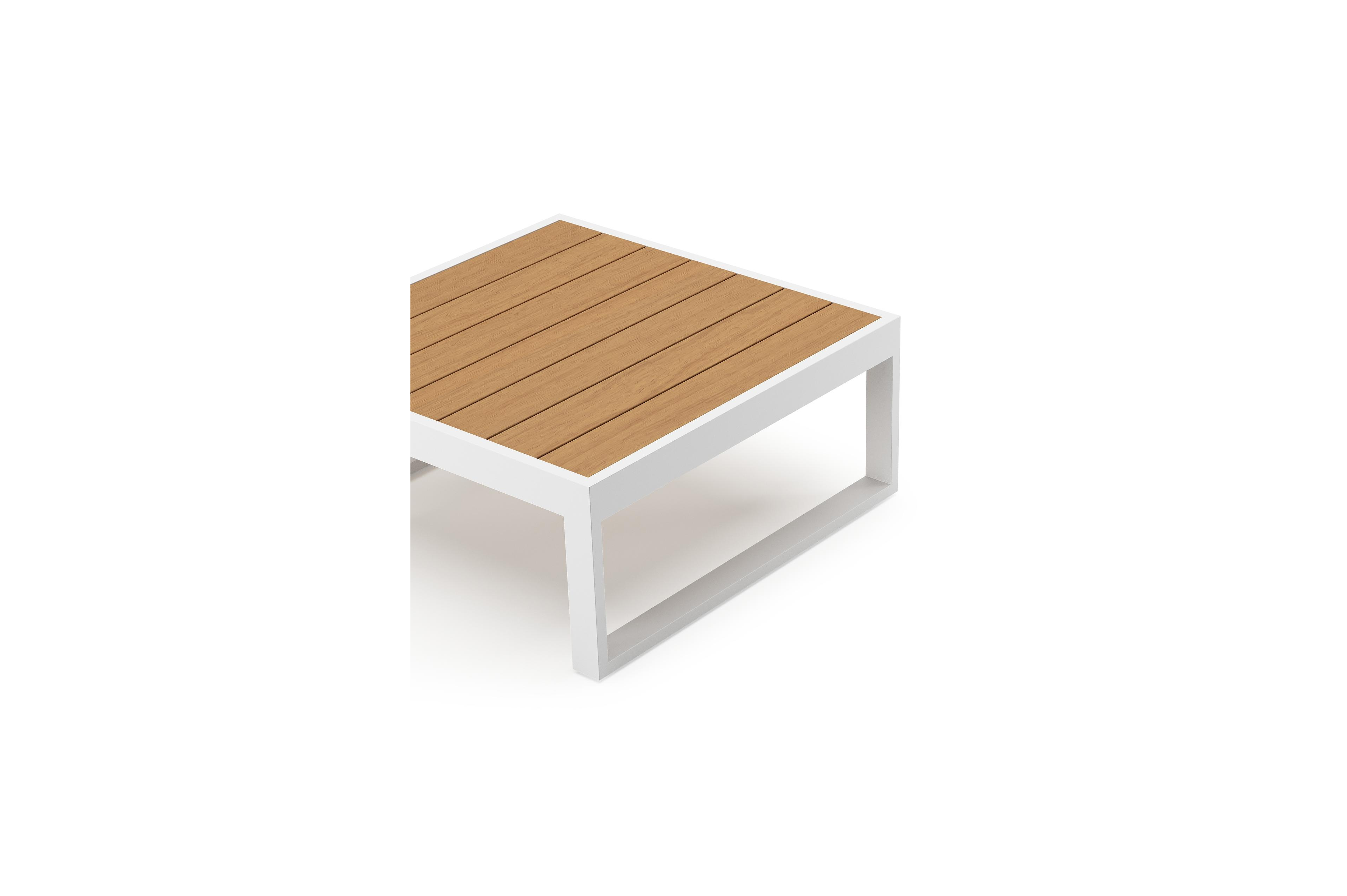 Caldela loungetafel in wit aluminium en polywood - L 70 x B 70 x H 30.5 cm
