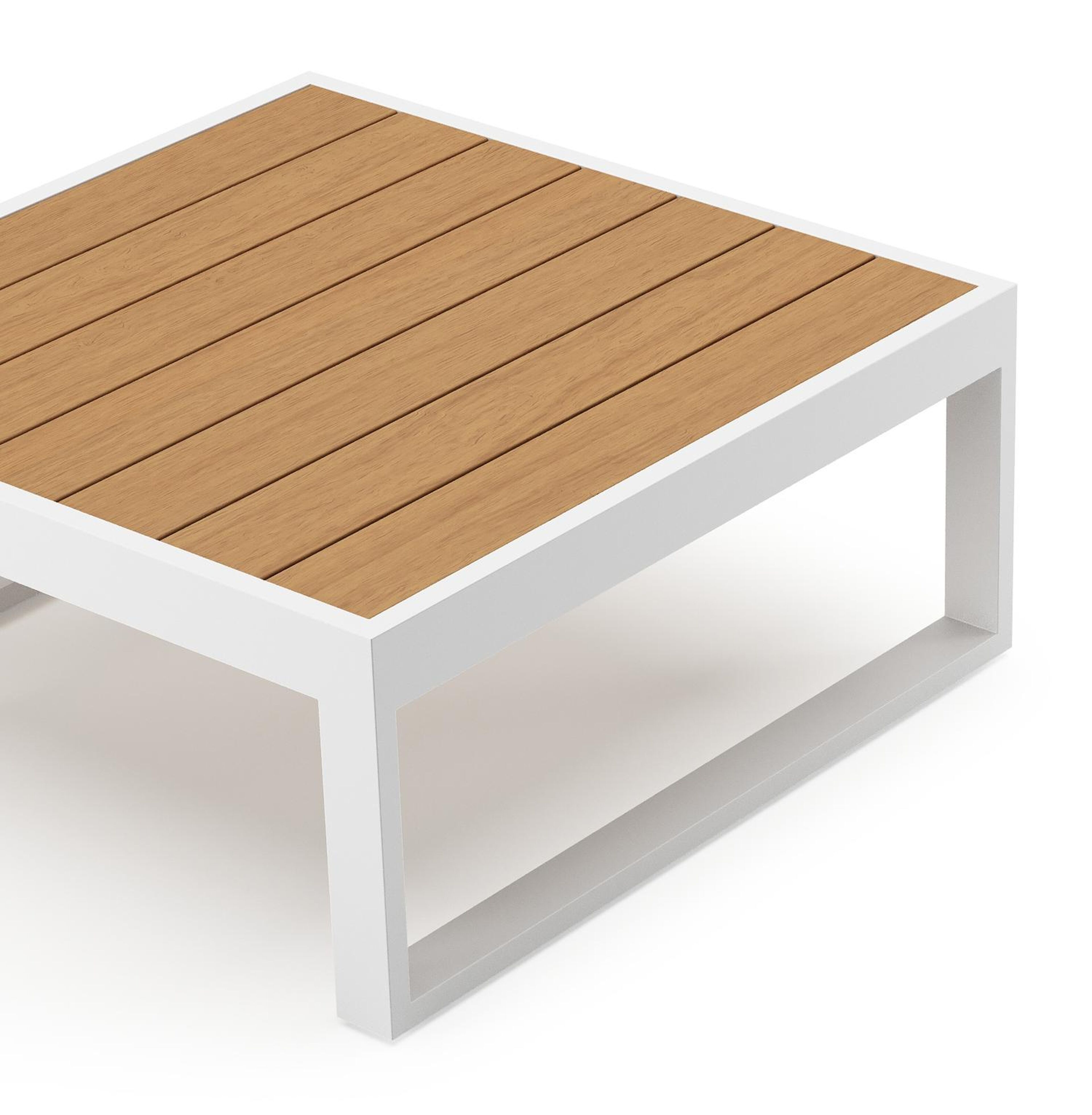Caldela loungetafel in wit aluminium en polywood - L 70 x B 70 x H 30.5 cm