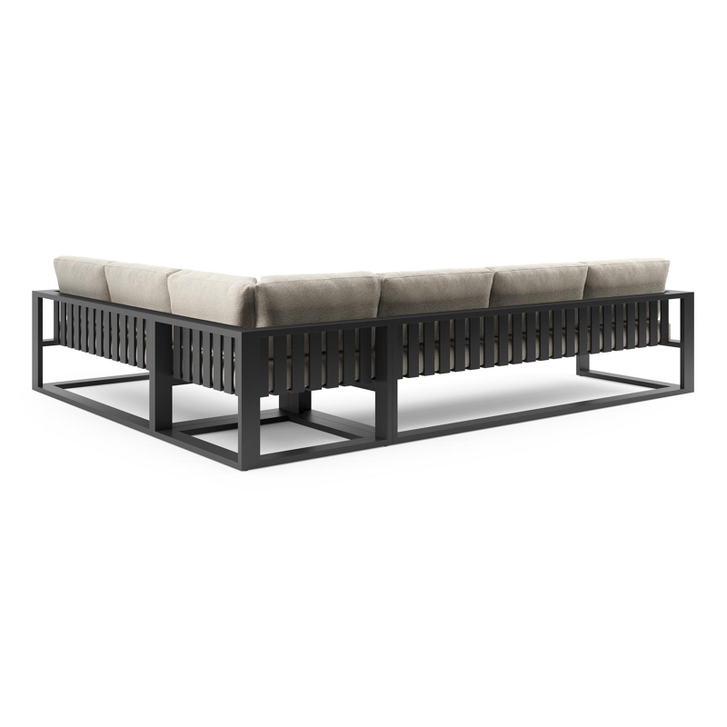 Verato loungehoek in zwart aluminium met marbella ecru all weather cosytica kussen