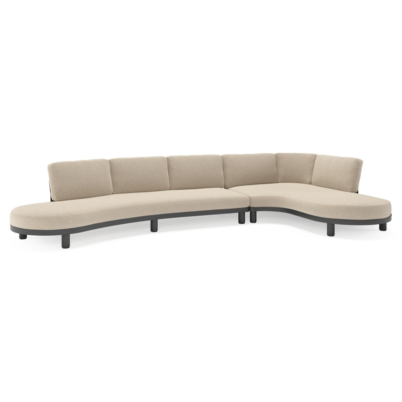 Donato loungehoek in zwart aluminium met all weather cosytica Marbella Beige kussen