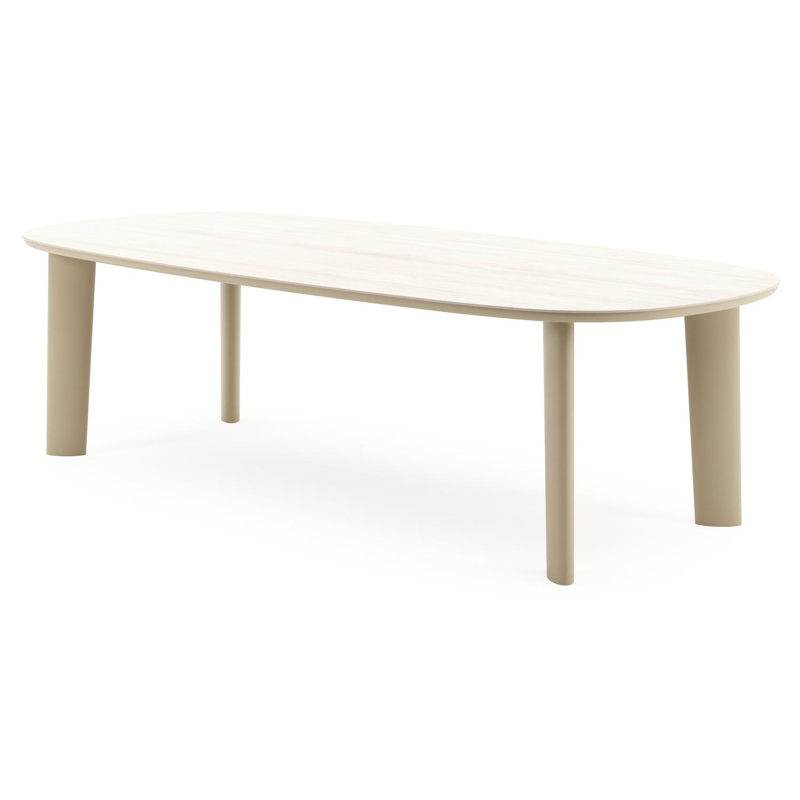 Amico tuintafel bombo in beige aluminium en volkeramiek Travertino Bianco - L 270 x B 125 x H 73.5 cm