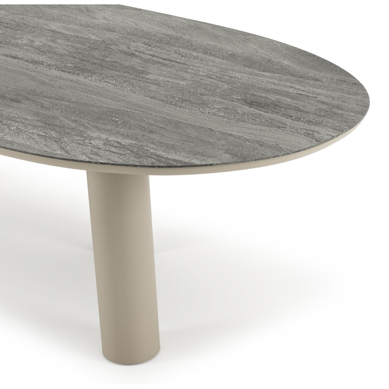 Organo tuintafel organisch in beige aluminium en volkeramiek Aspen Grey - L 280 x B 120 x H 74 cm