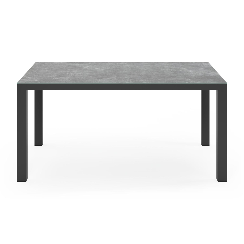 Varese tuintafel rechthoekig in zwart aluminium en keramisch glas grijs - L 160 x B 92 x H 73,5 cm
