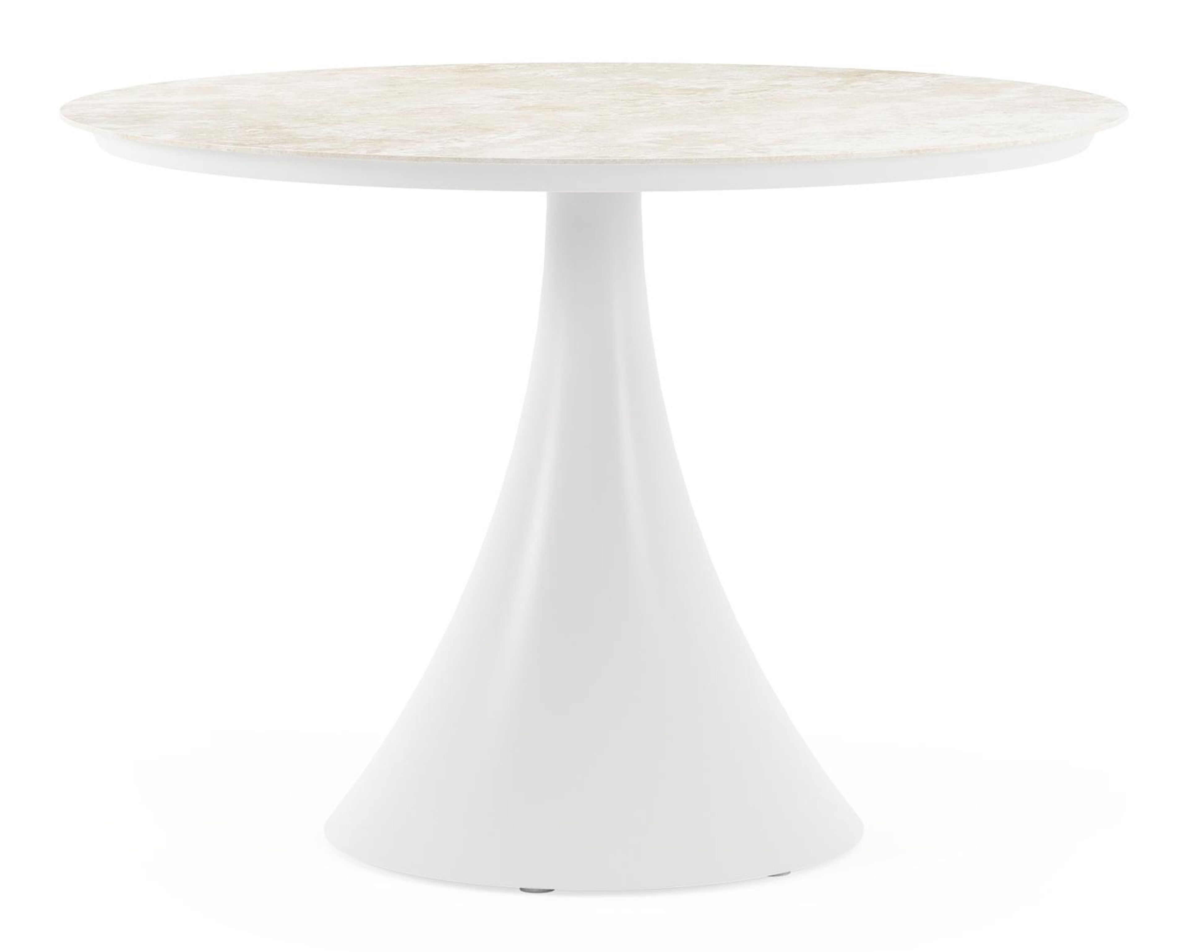 Table de jardin Fano ronde en aluminium blanc et céramique Rapolano - Diam. 110 x Haut. 75 cm