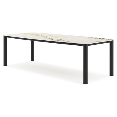 Orso tuintafel bootvorm in zwart aluminium en volkeramiek colorado dunes - L 255 x B 115 x H 75 cm