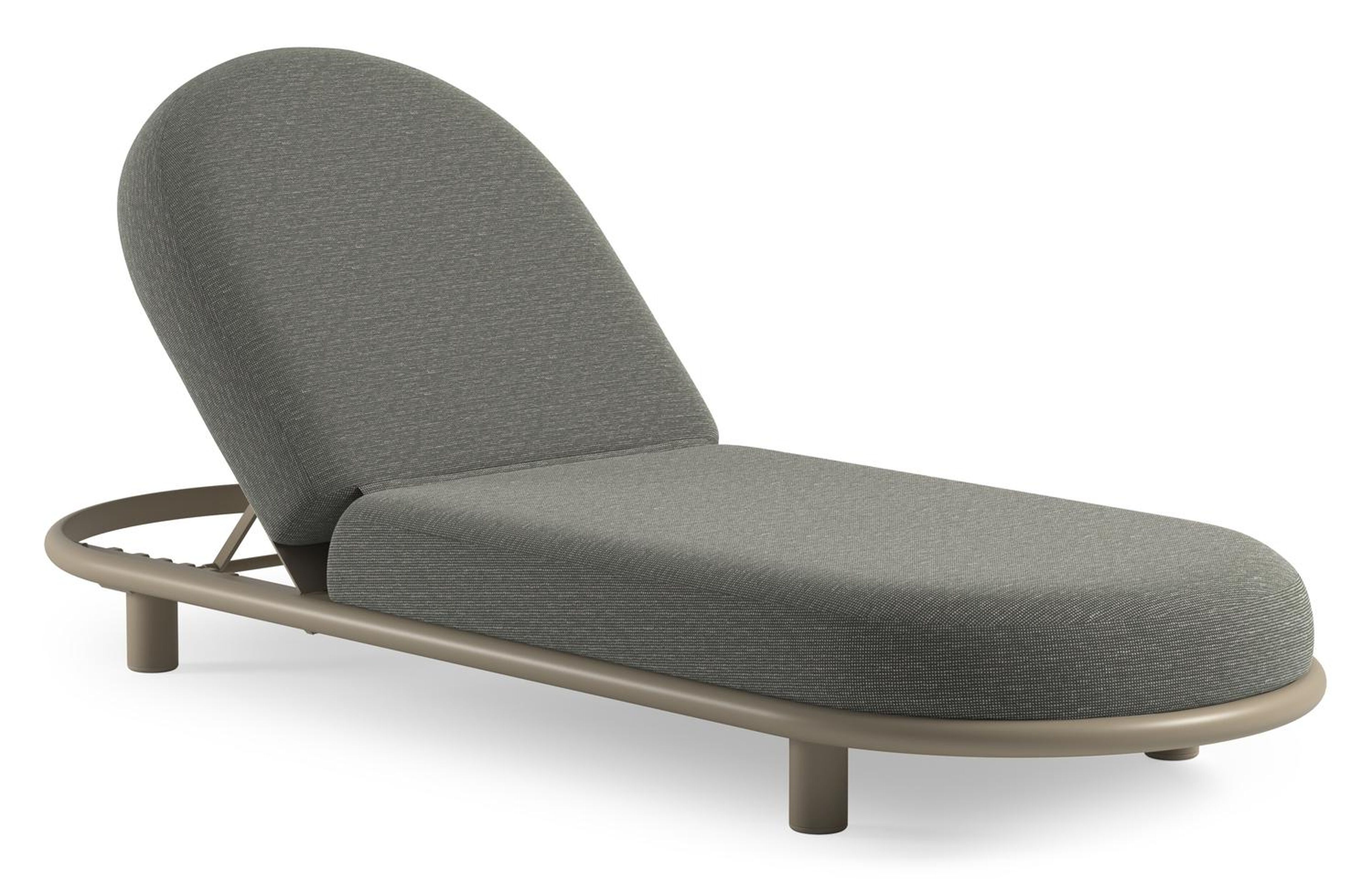 Chaise longue réglable Lomano en aluminium beige avec slow fern all weather sunbrella® luxe coussin
