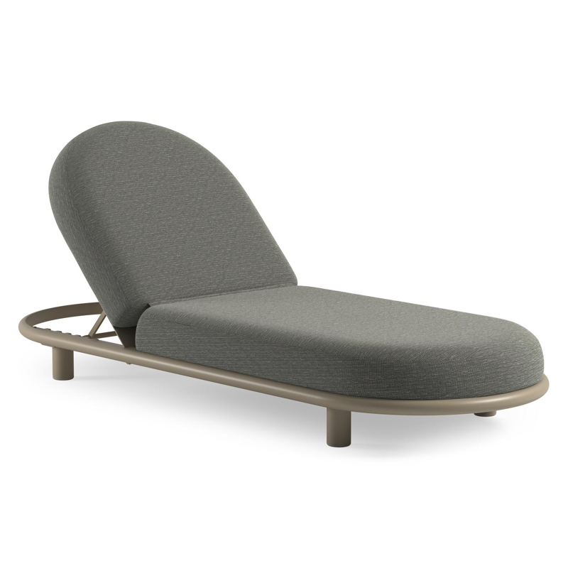 Chaise longue réglable Lomano en aluminium beige avec slow fern all weather sunbrella® luxe coussin